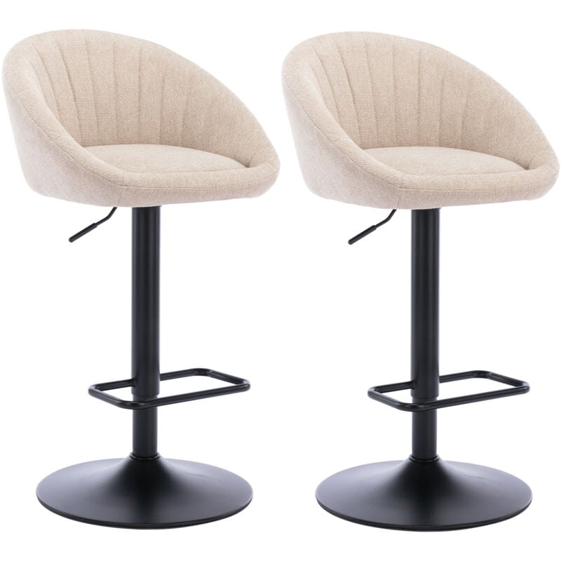 foto del prodotto wahson sgabelli bar, set di 2 sgabelli da bar in tessuto sgabelli alti cucina con schienale, sedie da bar regolabile e girevole, beige