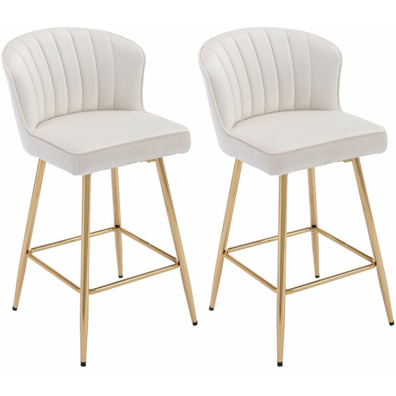 foto del prodotto wahson sgabelli bar, set di 2 sgabelli da bar in velluto sgabelli cucina moderni sgabelli alti con gambe in metallo per cucina bancone, beige