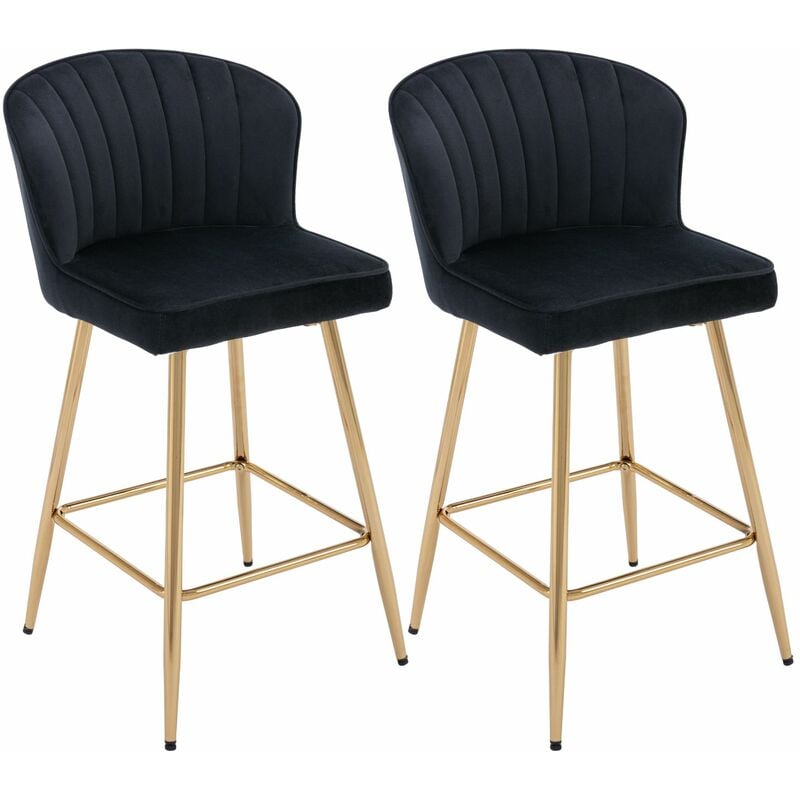 foto del prodotto wahson sgabelli bar, set di 2 sgabelli da bar in velluto sgabelli cucina moderni sgabelli alti con gambe in metallo per cucina bancone, nero