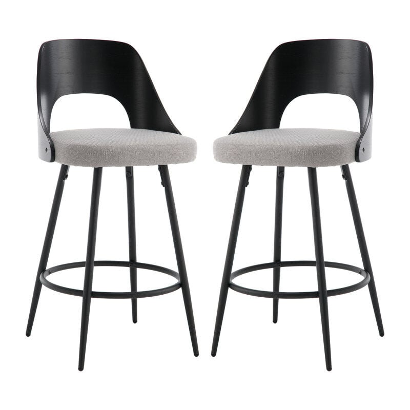 foto del prodotto wahson sgabelli bar, set di 2 sgabelli da bar moderni sgabelli cucina in tessuto sgabelli alti con schienale sedia da bar con poggiapiedi, grigio