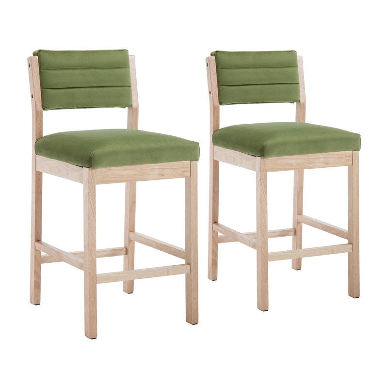 foto del prodotto wahson sgabelli bar, set di 2 sgabelli da bar sgabelli in velluto cucina imbottiti retr sedie da bar con gambe in legno sgabelli alti per cucina