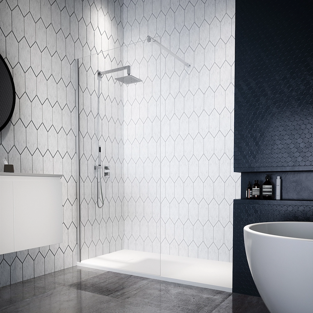 foto del prodotto walk-in 120 cm vetro 8mm anticalcare trasparente h200 itaca