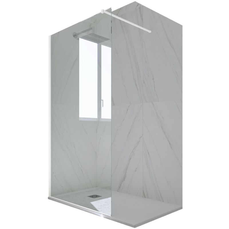 foto del prodotto walk in parete doccia bianco matt cm vetro nicchia kolors