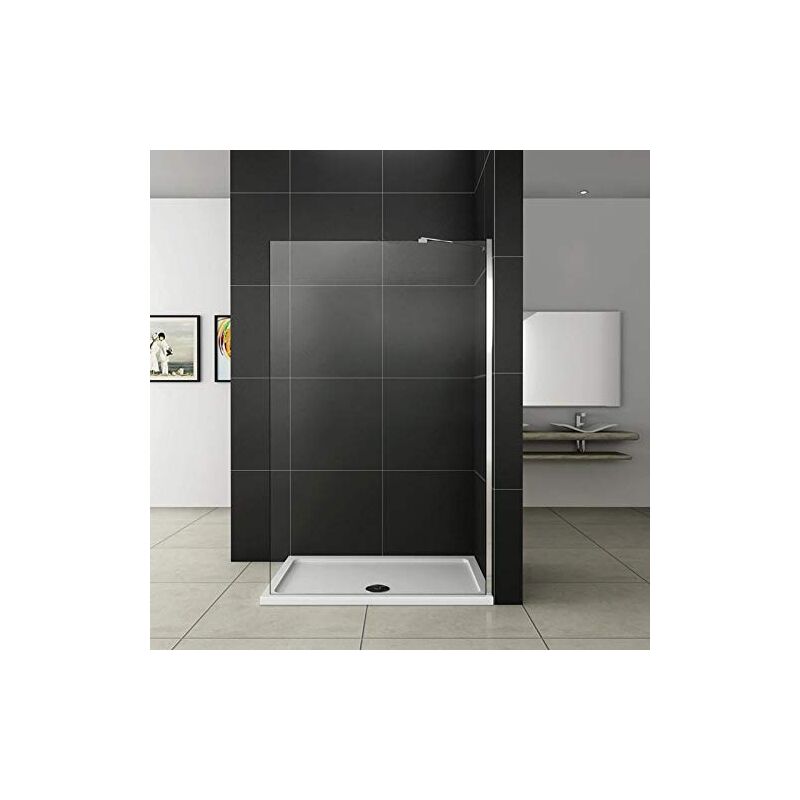 foto del prodotto walk in parete doccia con barra stabilizzatrice snodabile 45 cm vetro temperato anticalcare 50x200 cm, piatto doccia 100x90cm