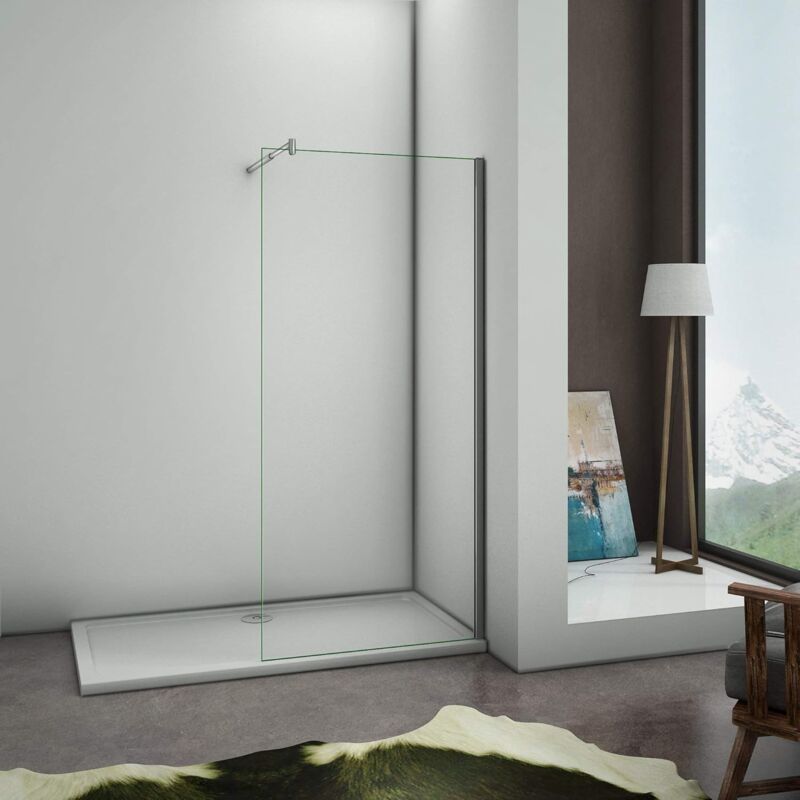 foto del prodotto walk in parete doccia fissa con barra stabilizzatrice regolabile 70 120cm 100x200cm, piatto doccia 100x70cm