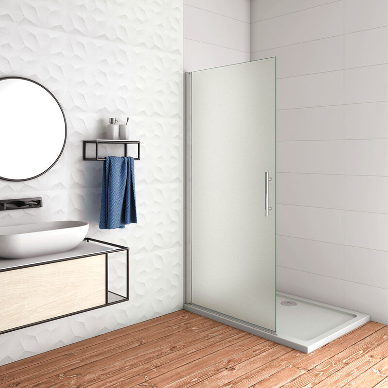 foto del prodotto walk in parete doccia movibile girevole verso interno e esterno 65x195 cm in vetro 6 mm temperato anticalcare satinato opaco telaio cromato lucido