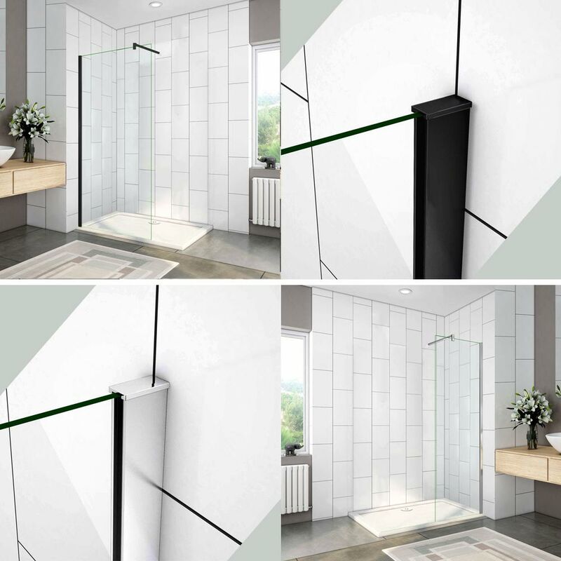 foto del prodotto walk in parete fissa vetro 8mm temperato trasparente anticalcare 70x200cm barra stabilizzatrice tagliabile da 90cm