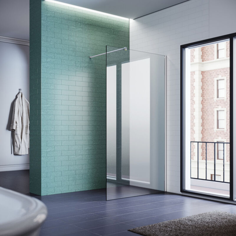 foto del prodotto walk in shower schermo doccia chiusura doccia 8mm nano coating esg glass 70x200cm vetro trasparente con stabilizzatore estensibile 70 120cm sonni