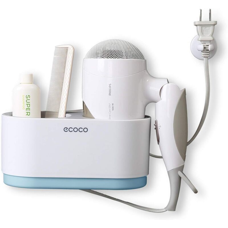 foto del prodotto wall mount hair dryer case, hair dryer storage box, non grau adhesive blue 