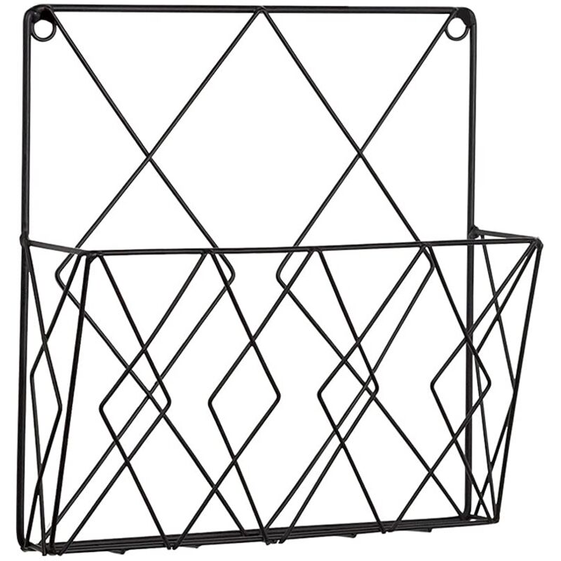 foto del prodotto wall mount magazine rack wall mounted magazine rack hanging newspaper storage organizer metal wire black decoration shelf files