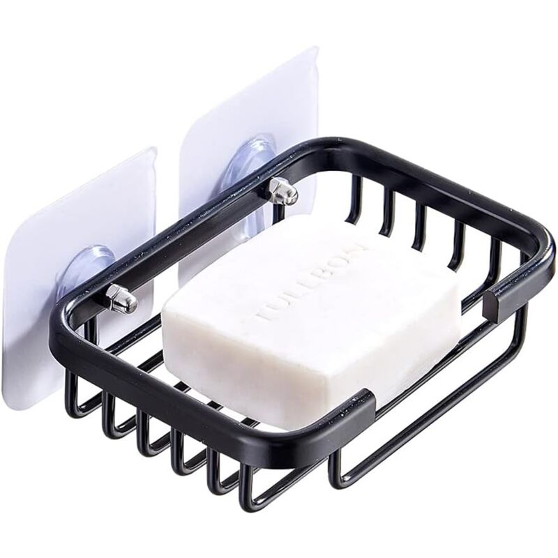 foto del prodotto wall mounted self adhesive soap dish soap dish holder black drip tray soap dish space aluminum soap box, no holes needed