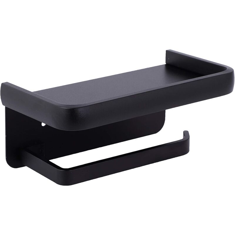 foto del prodotto wall mounted toilet paper holder aluminum roll holder toilet paper holder with storage shelf black