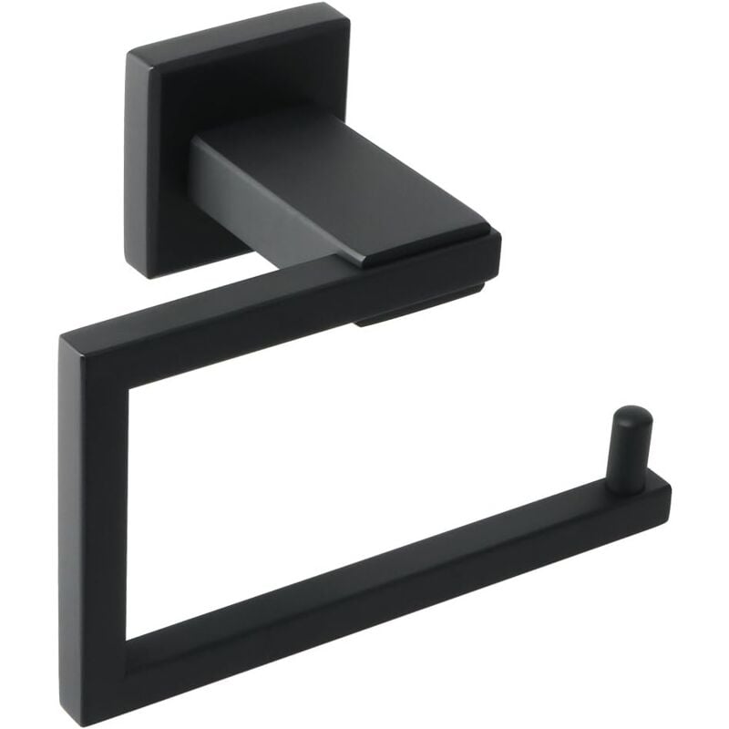 foto del prodotto wall mounted toilet roll holder, modern square design, matte black stainless steel