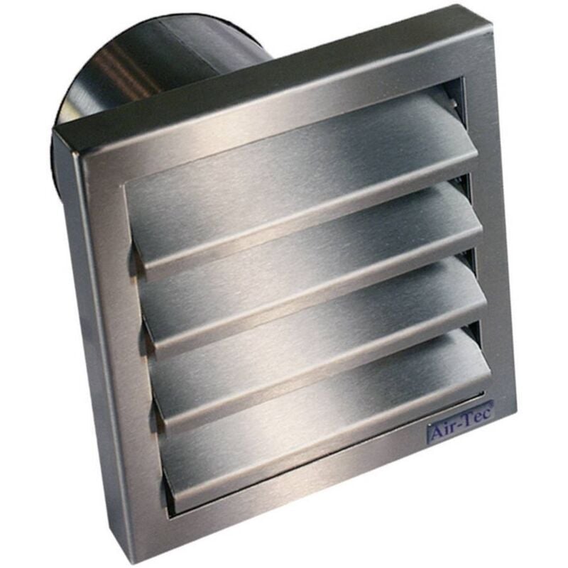 foto del prodotto wallair griglia per cappa di aspirazione con aletta posteriore acciaio inox adatto al diametro del tubo 12.5 cm n31846