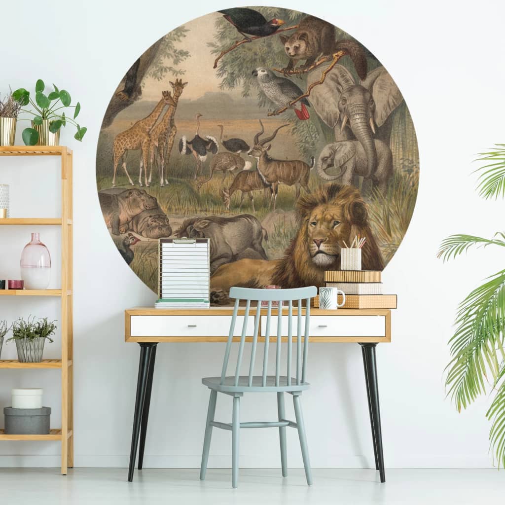 foto del prodotto wallart carta da parati circolare animals of africa 190 cm cod mxl 61015