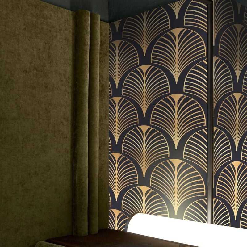 foto del prodotto wallpapers4beginners carta da parati art d co anni 30 nera e oro in fogli di carta, 250x200cm