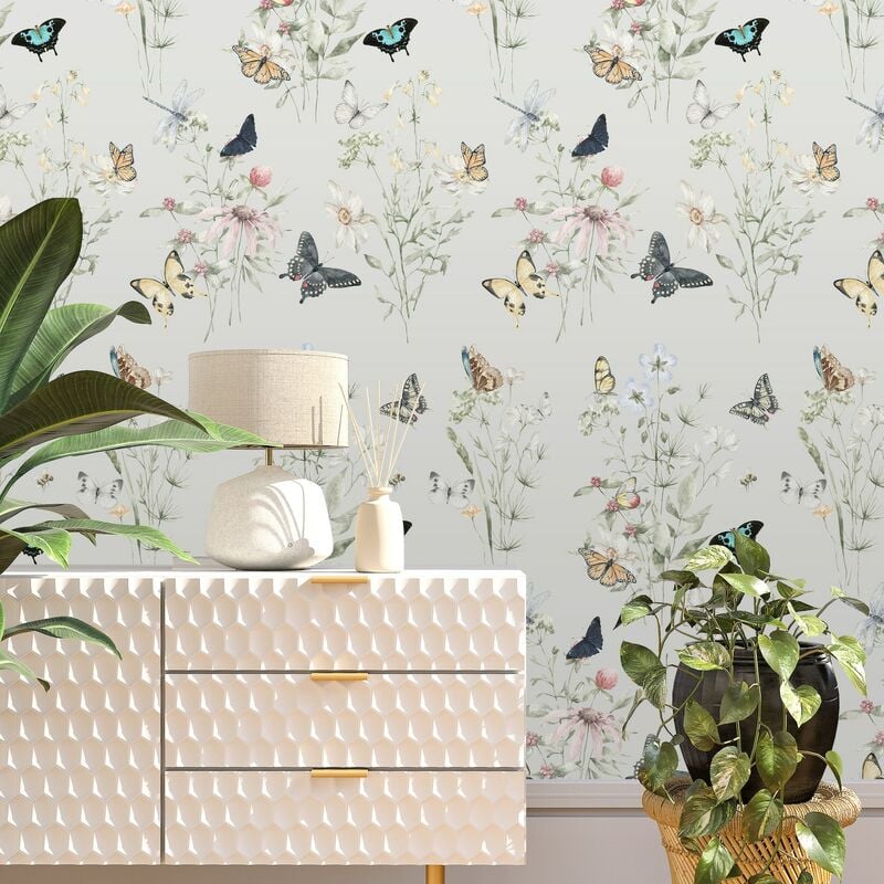 foto del prodotto wallpapers4beginners carta da parati farfalle in fogli di carta, 250x200cm