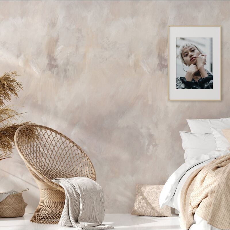 foto del prodotto wallpapers4beginners carta da parati stucco veneziano beige e tortora in fogli di carta, 250x200cm