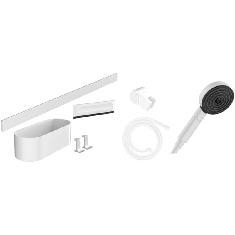 foto del prodotto wallstoris - set doccetta 105, 3 getti e accessori per bagno, bianco opaco 24291700 - hansgrohe