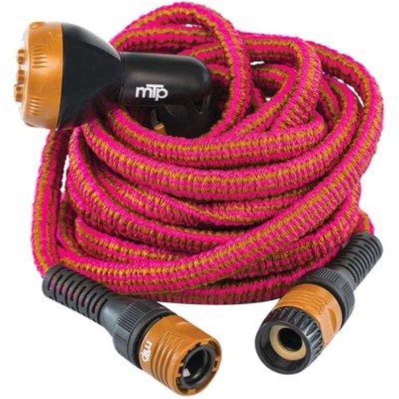 foto del prodotto wally tubo irrigazione estensibile italy mt 12,5 25 bronzo fucsia raccordi pistola