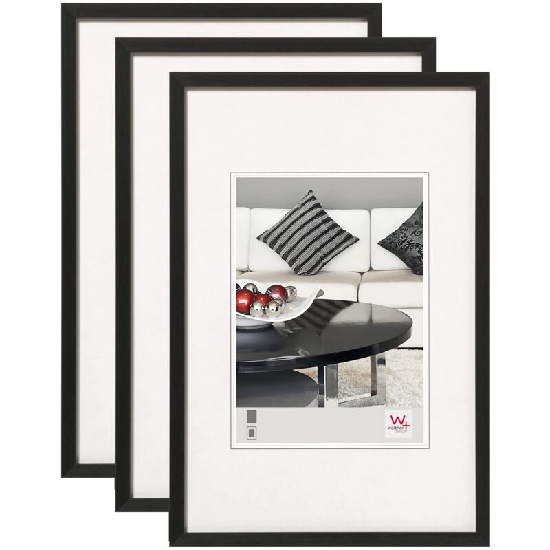 foto del prodotto walther design cornice nero 20 x 30 cm confezione da 3 sedie telaio in alluminio aj030b3