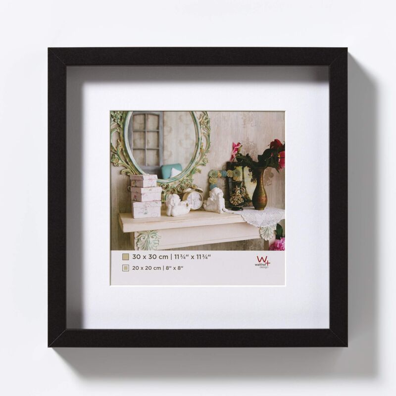 foto del prodotto walther design nera 30 x 30 cm con passe partout, cornice in legno stoccolma ea339b