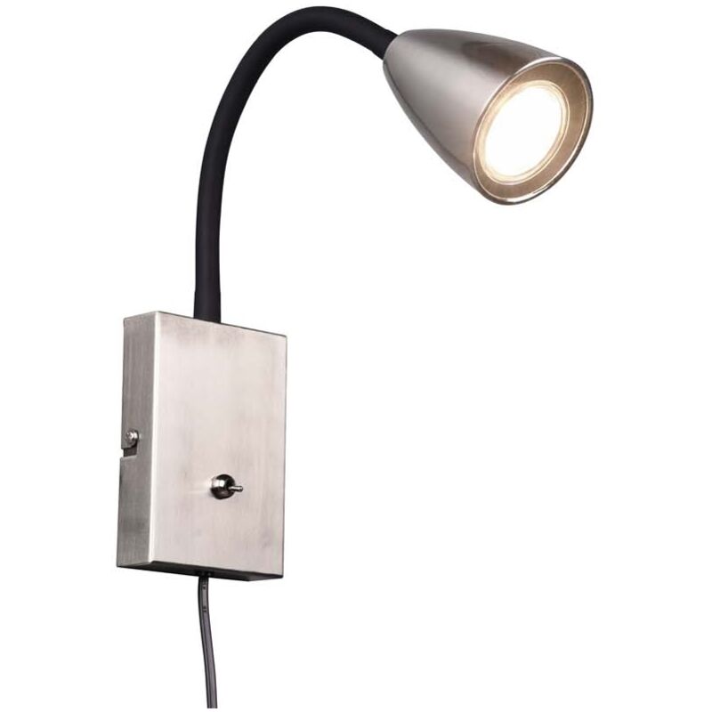 foto del prodotto wanda applique flessibile con interruttore metallo acciaio e nero h. 24cm