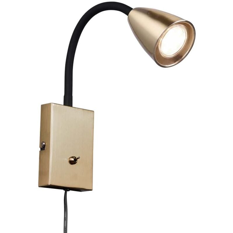 foto del prodotto wanda applique flessibile con interruttore metallo acciaio e nero h. 24cm