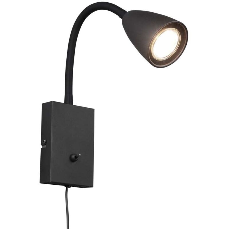 foto del prodotto wanda applique flessibile con interruttore metallo acciaio e nero h. 24cm
