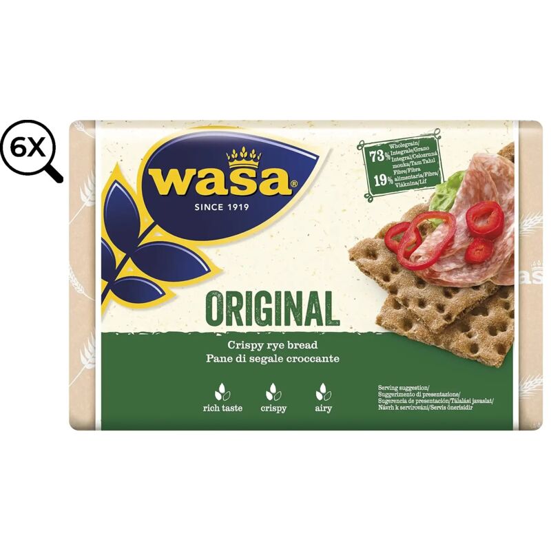 foto del prodotto wasa cracker original pane di segale croccante 6 pezzi da 275 g 1650 g 