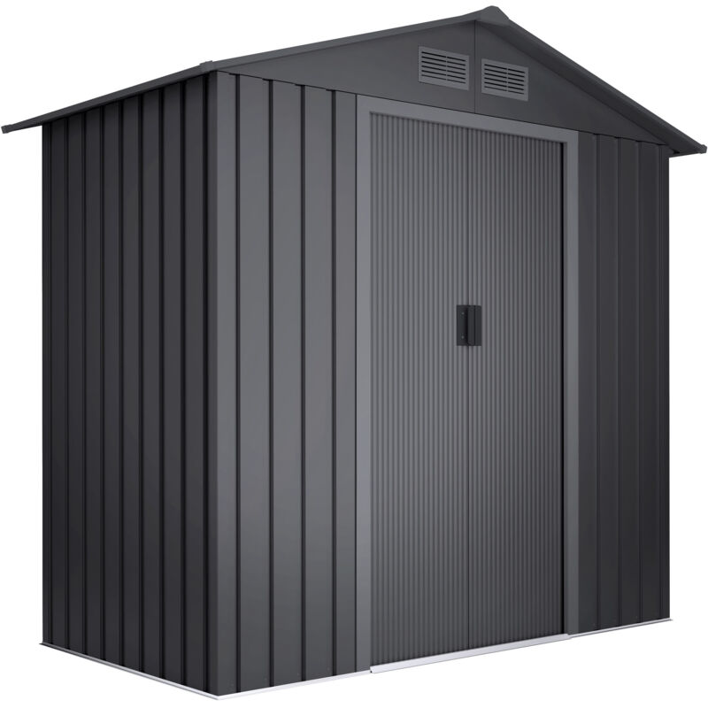 foto del prodotto wasabi casetta da giardino in metallo 2,57m2 light anthracite 4 griglie di ventilazione doppia porta scorrevole