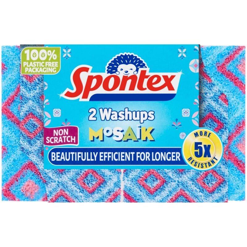 foto del prodotto washups mosaik spugna abrasiva antigraffio, confezione da 2, colore blu spontex