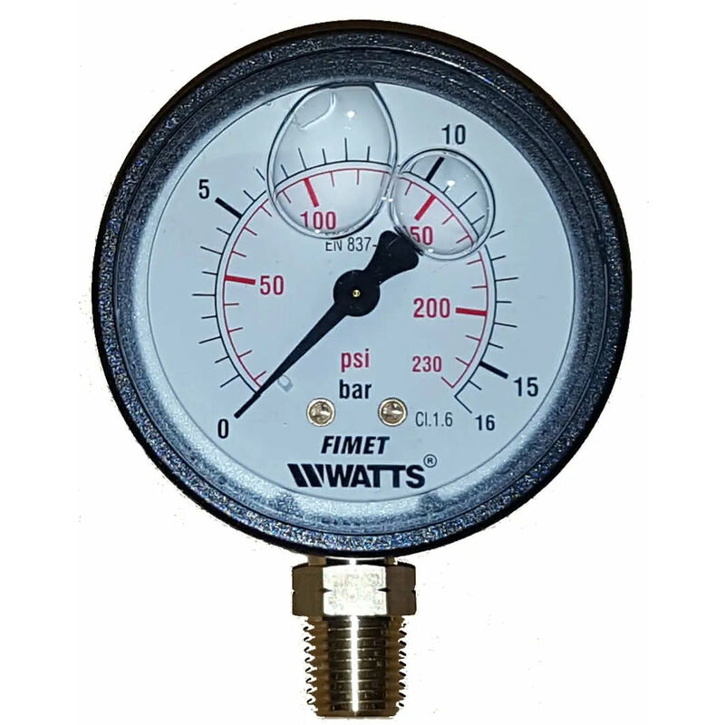 foto del prodotto watts manometro 63 con attacco posteriore 1 4 0 16 bar ad olio con corpo in abs