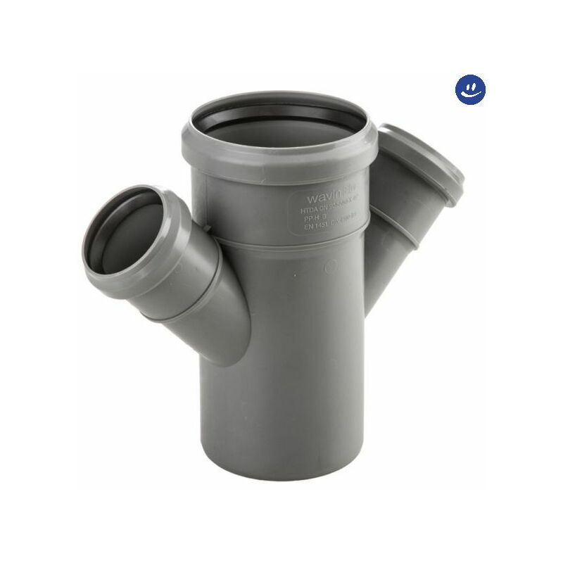 foto del prodotto wavin braga ridotta doppia 45 ad innesto in pp con guarnizione serie ed tech 110 40 40