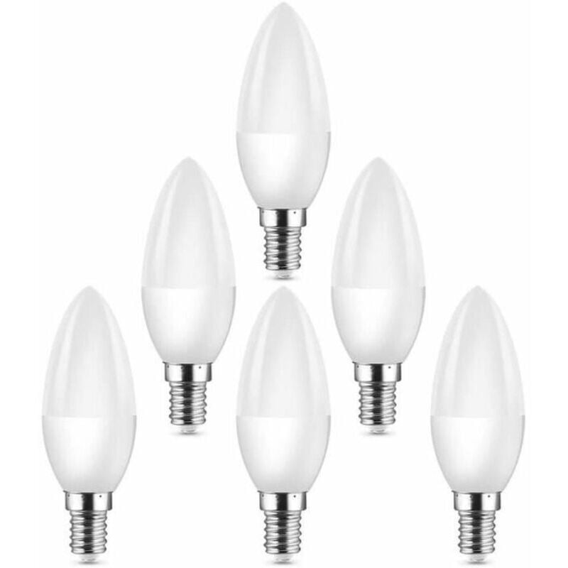 foto del prodotto way - piccole lampadine led e14 edison screw equivalenti a lampadine alogene c37 da 40 w, 400 lm, 3000 k, bianco caldo, confezione da 6