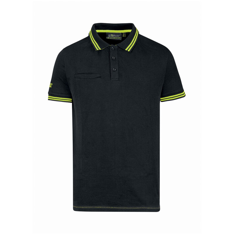 foto del prodotto way polo da lavoro cotone stretch slim fit nero s u power