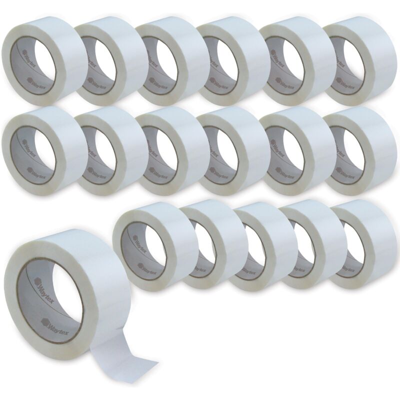 foto del prodotto waytex confezione di 18 rotoli di nastro adesivo per imballaggio pro bianco, 66 m x 50 mm, silenzioso, in polipropilene, spessore 50 micron