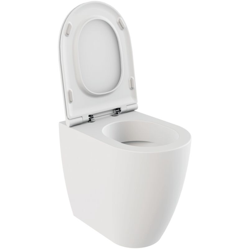 foto del prodotto wc a terra senza brida azzurra ceramica comoda bianco lucido