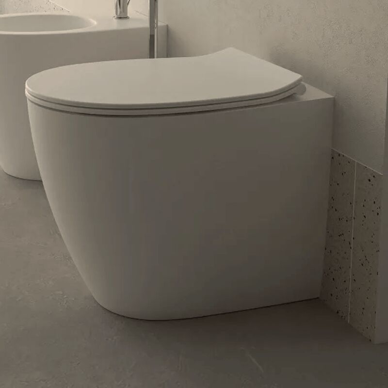foto del prodotto wc a terra senza brida ercos kite bianco opaco