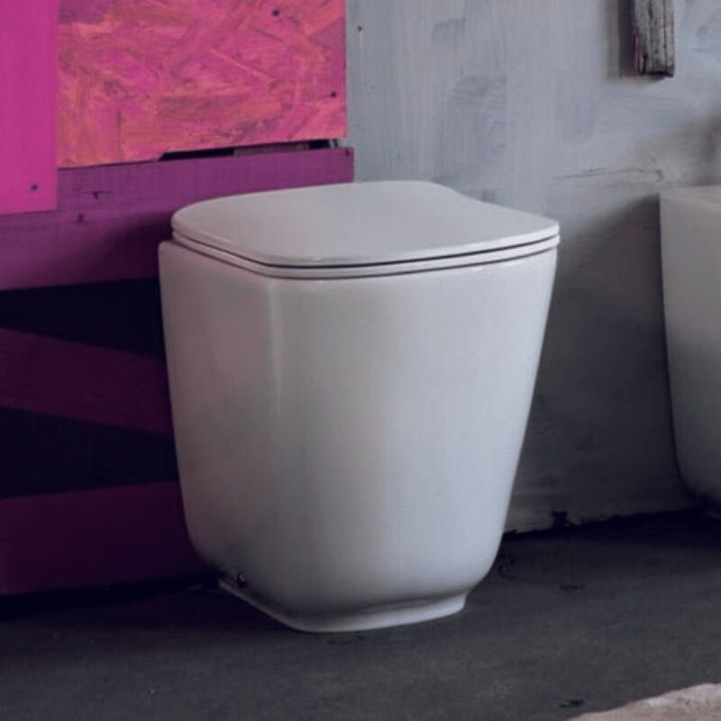 foto del prodotto wc a terra senza brida kerasan tribeca bianco lucido