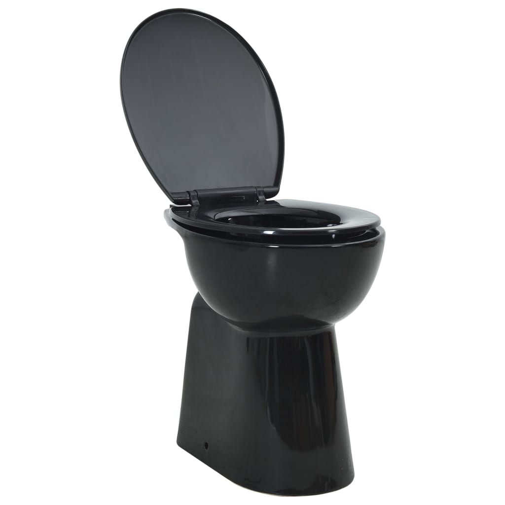 foto del prodotto wc alto senza brida con chiusura ammortizzata vaso copriwater bagno interno casa 7 cm ceramica nero 02 0003565