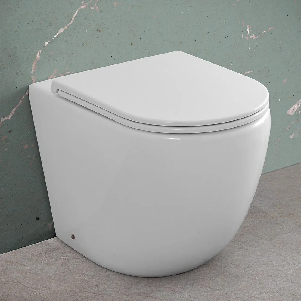 foto del prodotto wc filomuro con scarico a vortice e copriwc soft-close tao