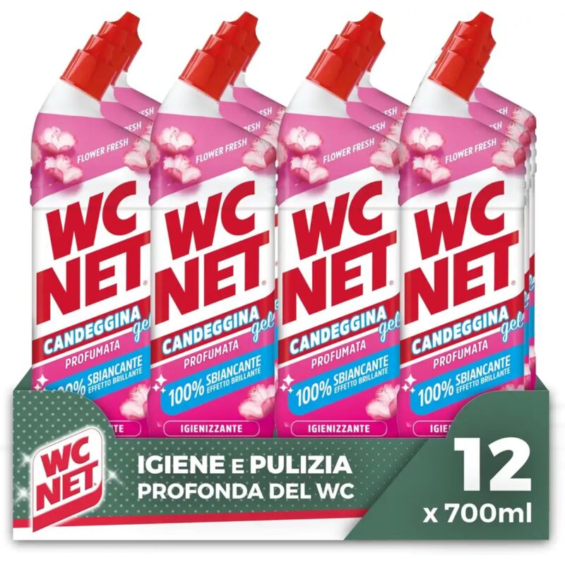 foto del prodotto wc net candeggina gel profumata, sbiancante e igienizzante, flower, 700 ml x 12