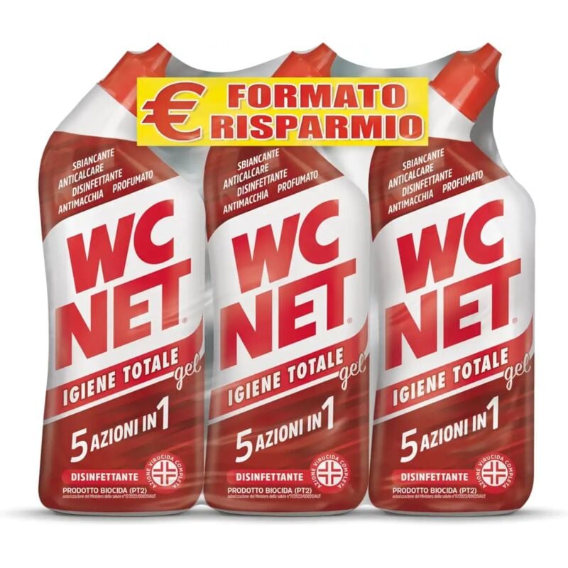 foto del prodotto wc net igiene totale gel 3x700ml disinfettante wc 5 azioni in 1 formato scorta