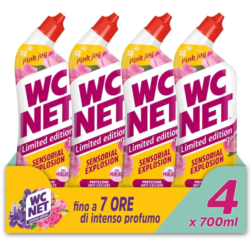 foto del prodotto wc net limited edition pink joy, detergente peonia e muschio bianco, 700 ml x 4
