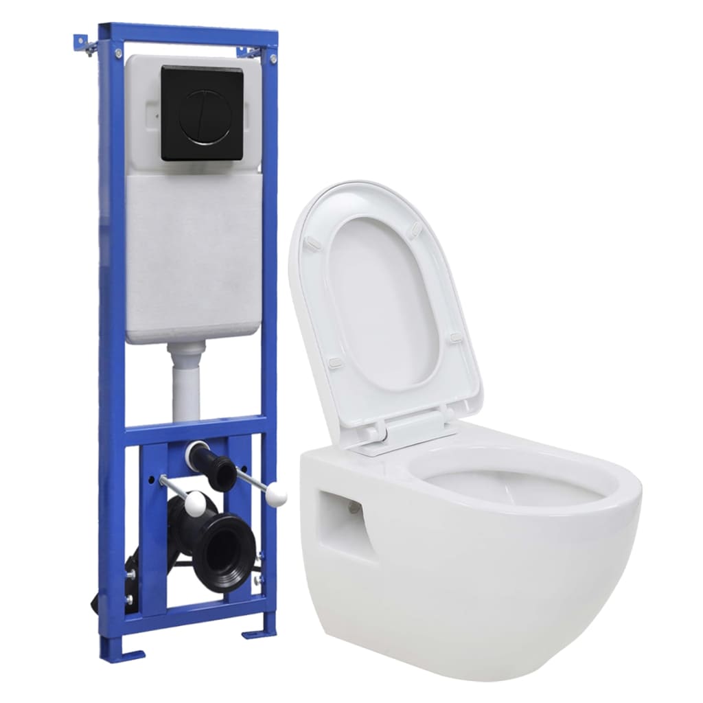 foto del prodotto wc sospeso con cassetta alta in ceramica bianca a scomparsa 02 0003586