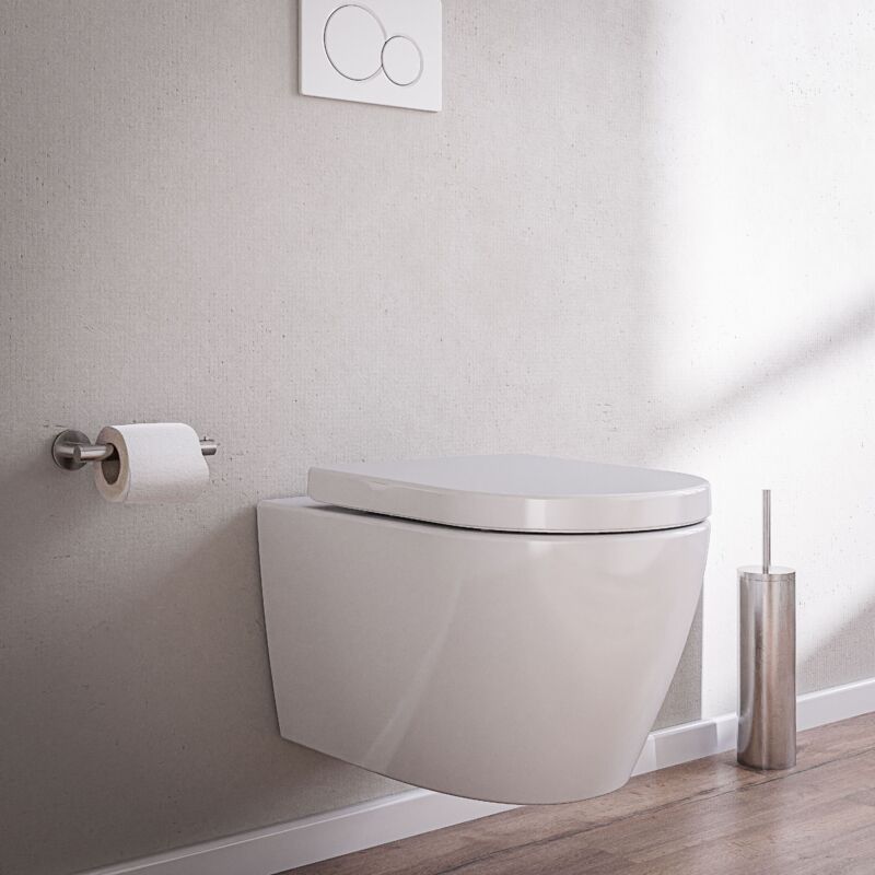 foto del prodotto wc sospeso senza bordo b 8030r bianco con nano rivestimento incl. coperchio con chiusura soft close bianco lucido standard