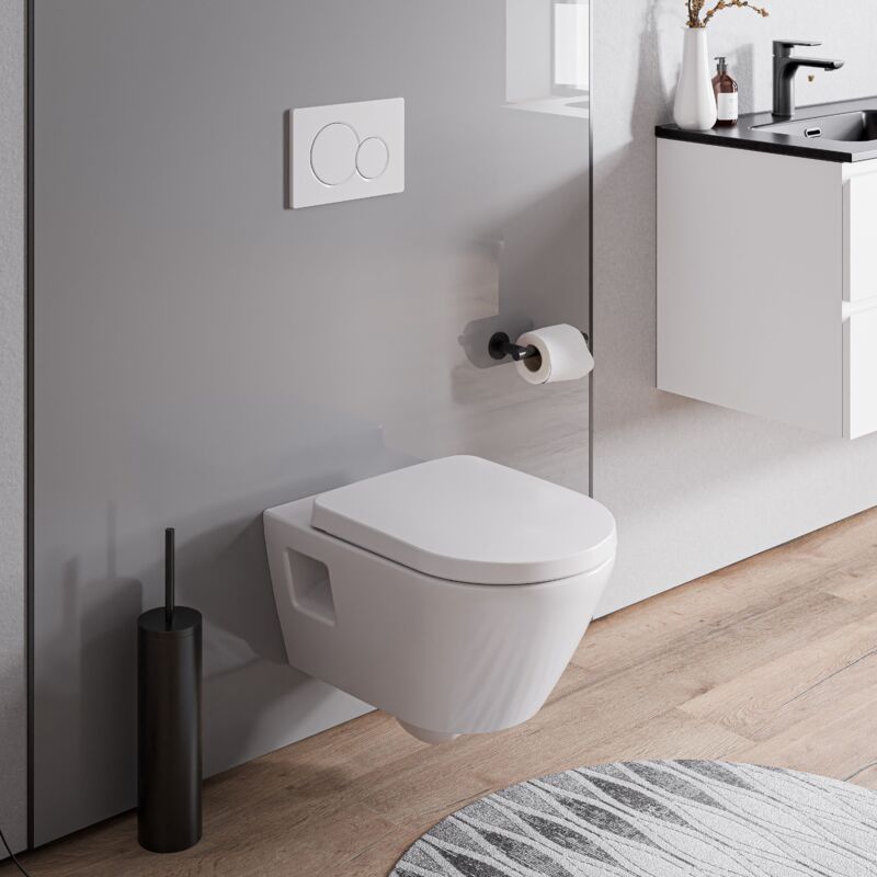 foto del prodotto wc sospeso viveo senza bordo bianco lucido coperchio wc con soft close incluso