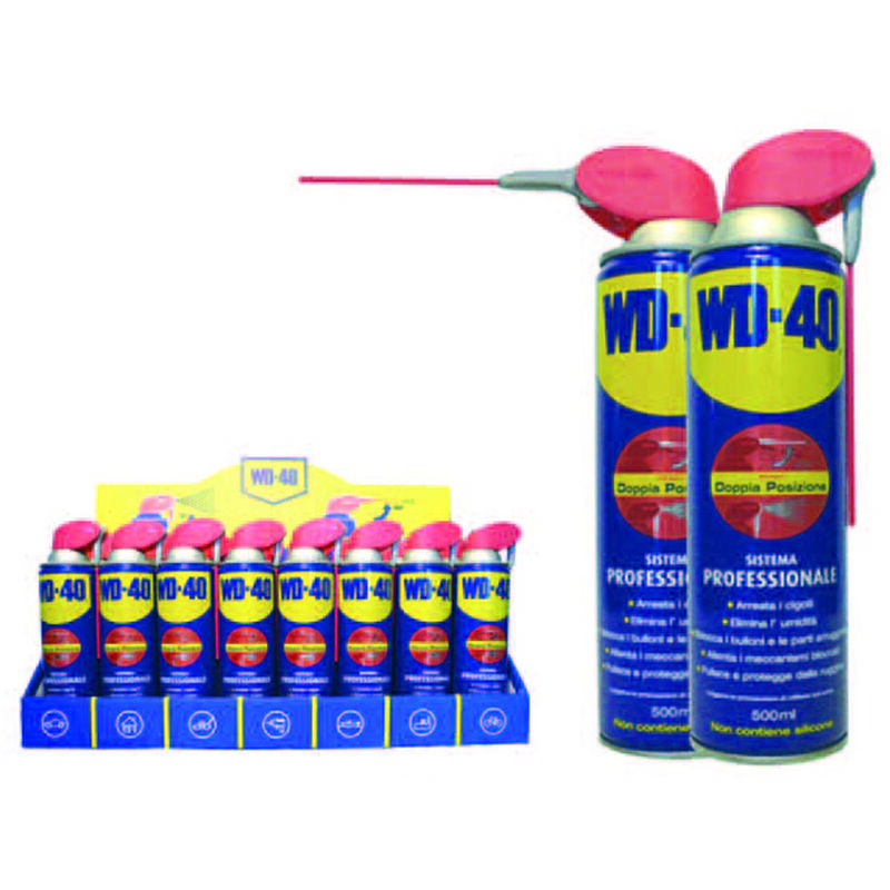 foto del prodotto wd 40 lubrificante spray multiuso 5 funzioni ml.500 in espositore ml.500 spray c erogatore a doppia posizione