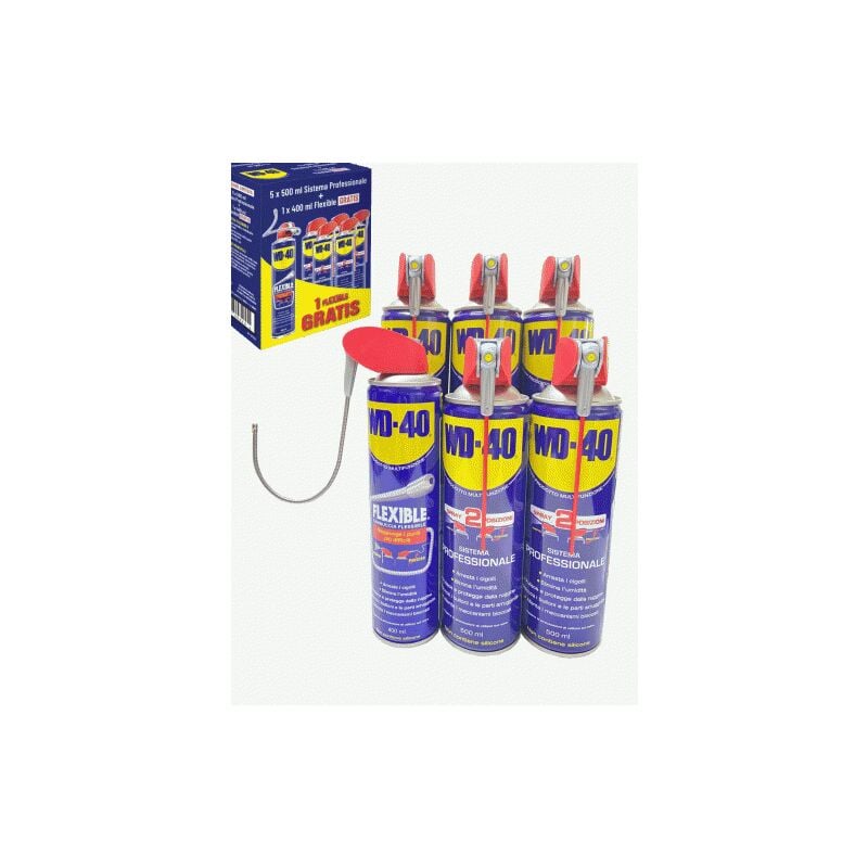 foto del prodotto wd 40 sbloccante multifunzione spray wd 40 5x500 ml 1x400 ml flexibile 00129 